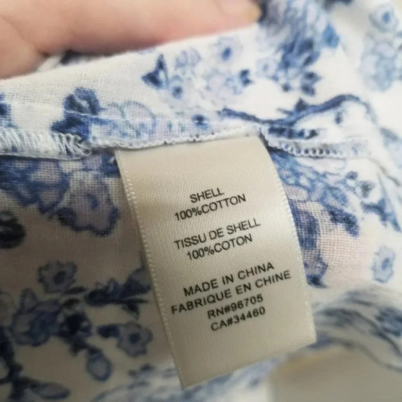 NWOT Rebecca Taylor Blue  White Floral Ruffle Top Cotton Blouse 6 - Picture 8 of 8